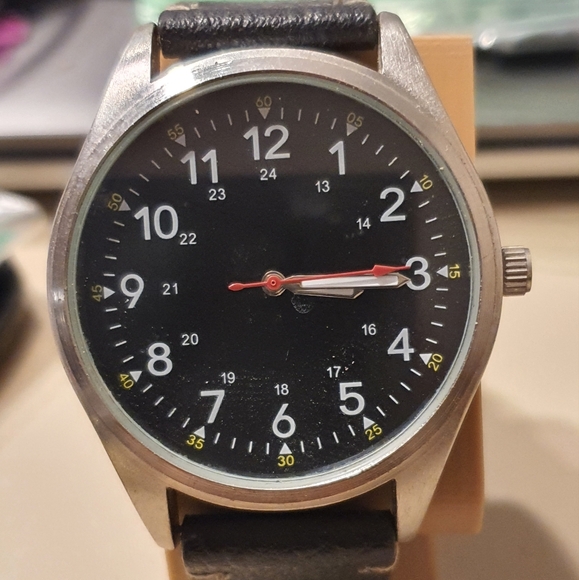 Accutime Other - 10/$20 Accutime Silver/Black Leather Men's Field Watch